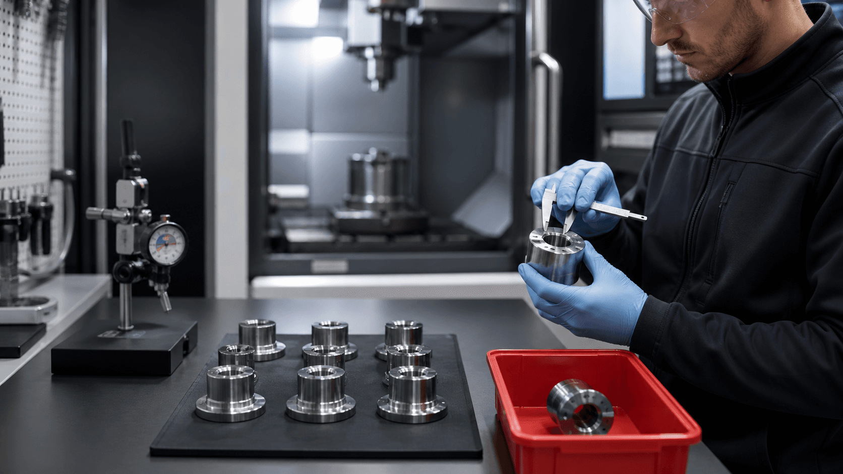 Qualitätsprüfung von Metallteilen mit getrenntem fehlerhaftem Bauteil